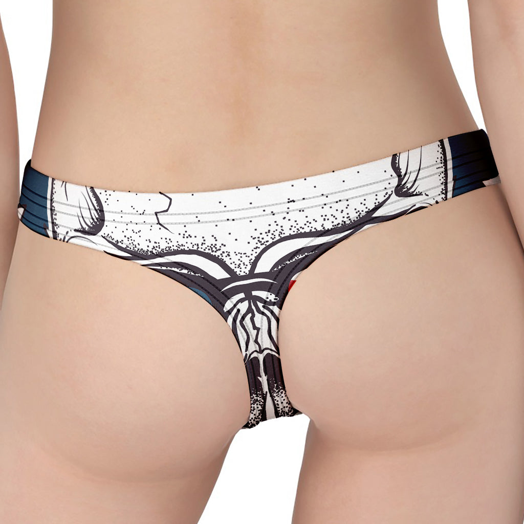 American Skull With Sunglasses Print Women's Thong