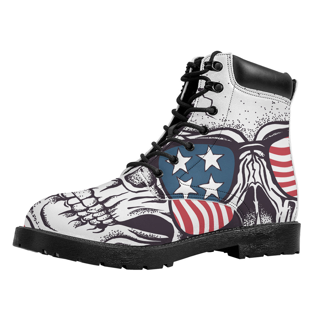 American Skull With Sunglasses Print Work Boots