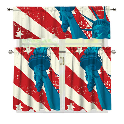 American Statue of Liberty Print 3 Piece Kitchen Curtains