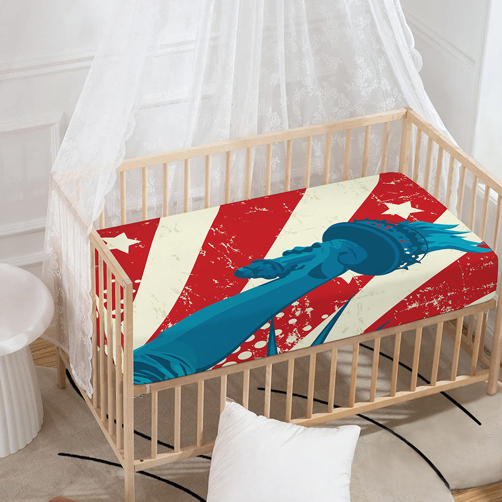 American Statue of Liberty Print Baby Crib Sheet