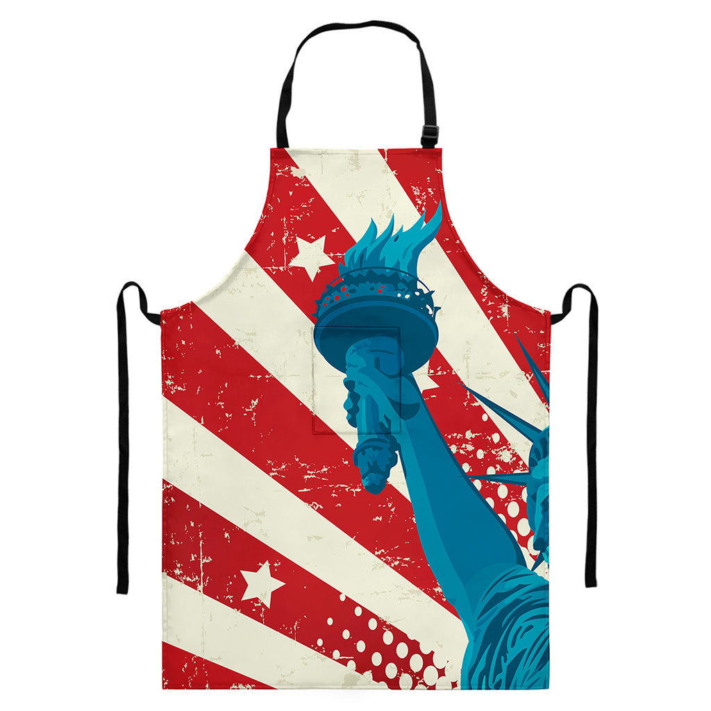 American Statue of Liberty Print Bib Apron With Pocket