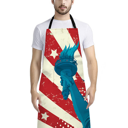 American Statue of Liberty Print Bib Apron With Pocket