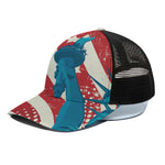 American Statue of Liberty Print Black Mesh Trucker Cap