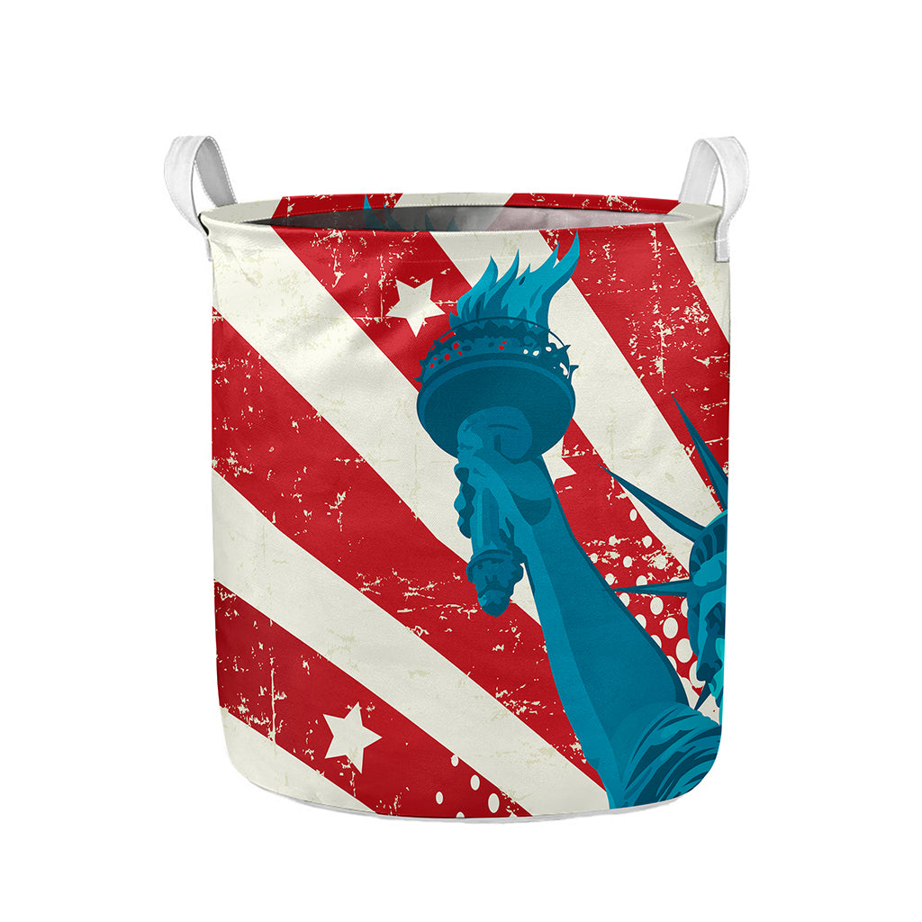 American Statue of Liberty Print Collapsible Laundry Basket