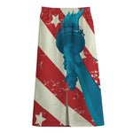 American Statue of Liberty Print Cotton Front Slit Maxi Skirt