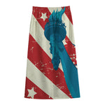 American Statue of Liberty Print Cotton Front Slit Maxi Skirt