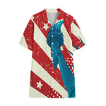 American Statue of Liberty Print Cotton Hawaiian Shirt