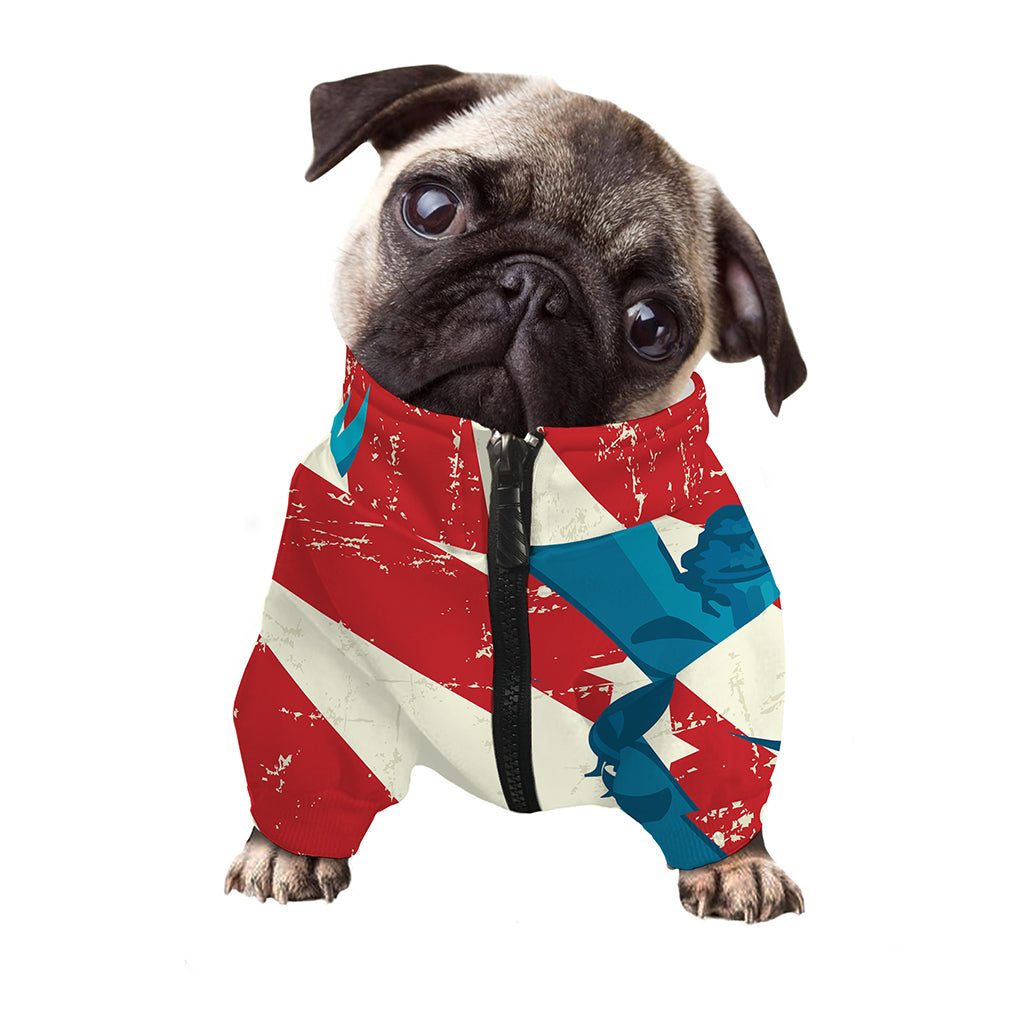 American Statue of Liberty Print Dog Zip Up Jacket
