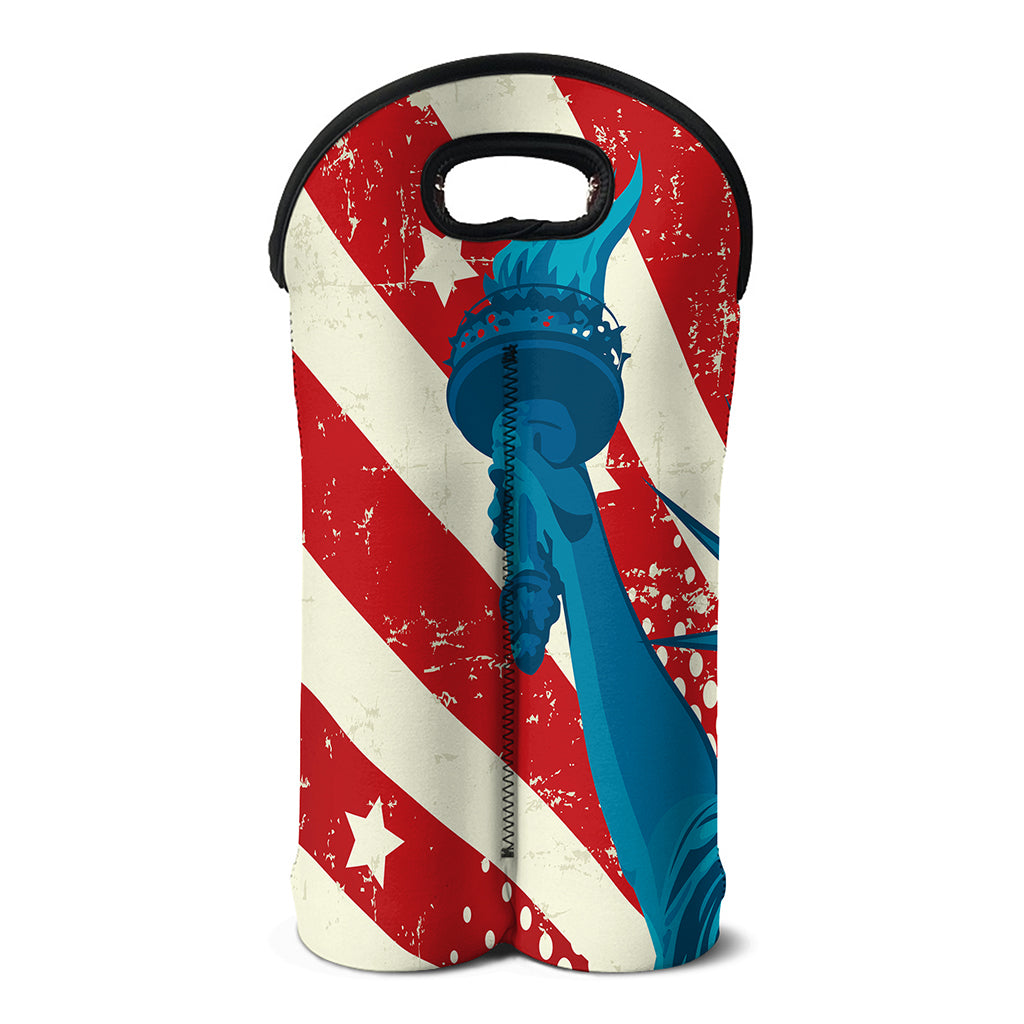 American Statue of Liberty Print Double Neoprene Wine Tote