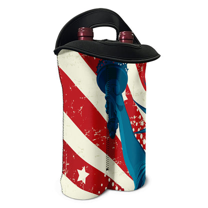 American Statue of Liberty Print Double Neoprene Wine Tote