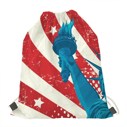 American Statue of Liberty Print Drawstring Bag
