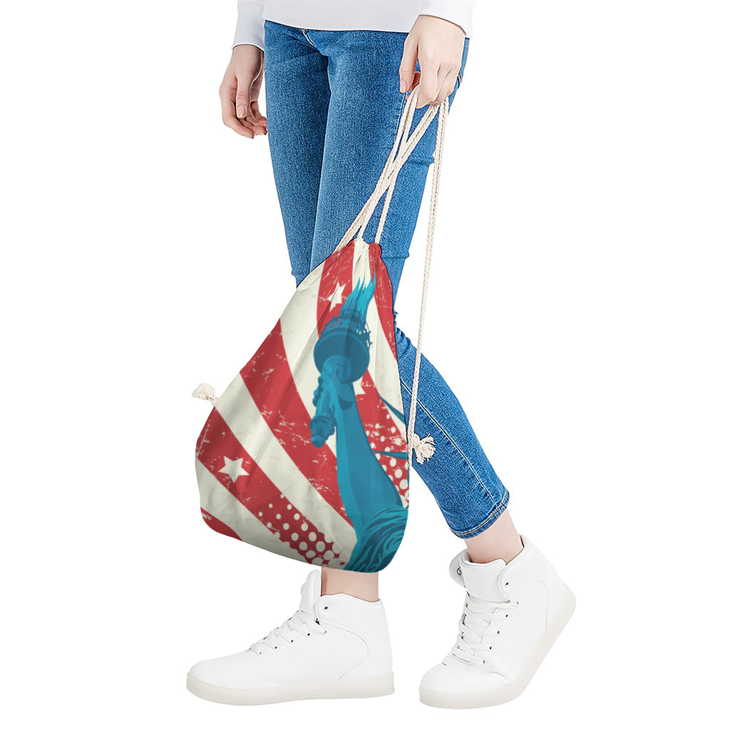 American Statue of Liberty Print Drawstring Bag