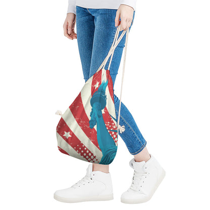 American Statue of Liberty Print Drawstring Bag
