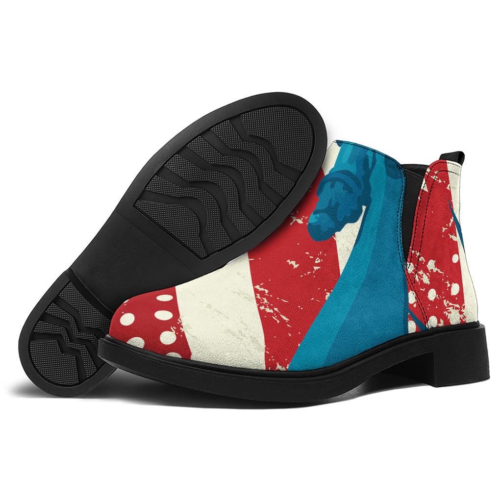 American Statue of Liberty Print Flat Ankle Boots