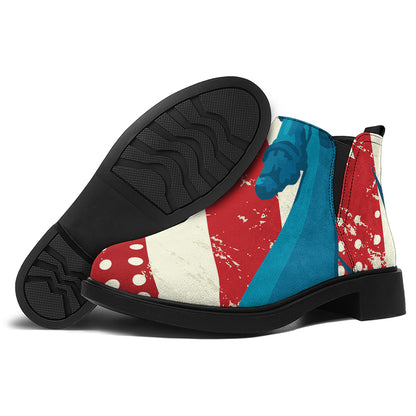 American Statue of Liberty Print Flat Ankle Boots