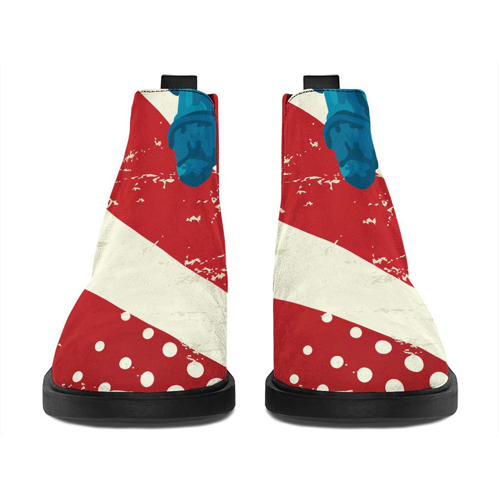 American Statue of Liberty Print Flat Ankle Boots