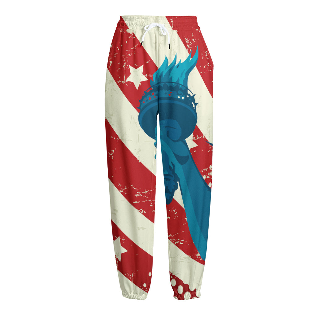 American Statue of Liberty Print Fleece Lined Knit Pants