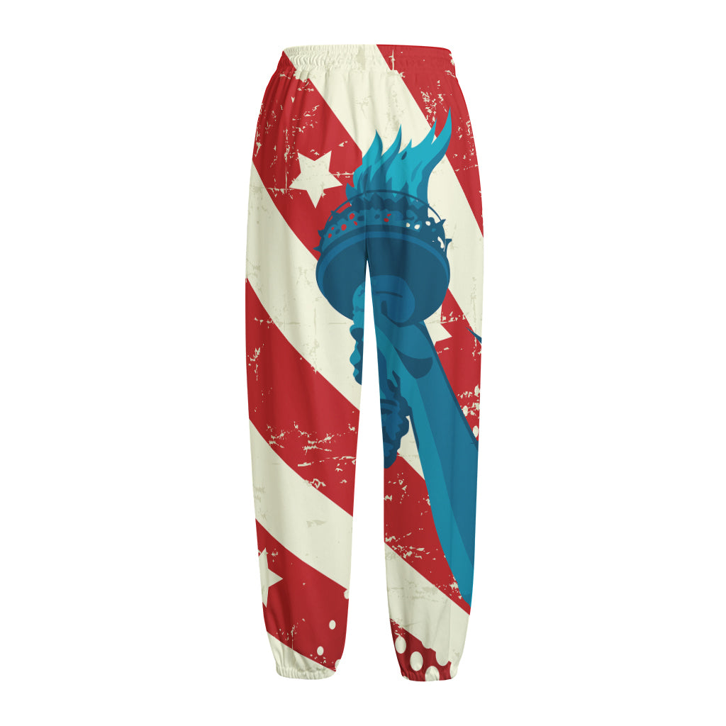 American Statue of Liberty Print Fleece Lined Knit Pants