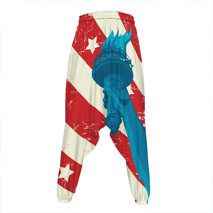 American Statue of Liberty Print Hammer Pants