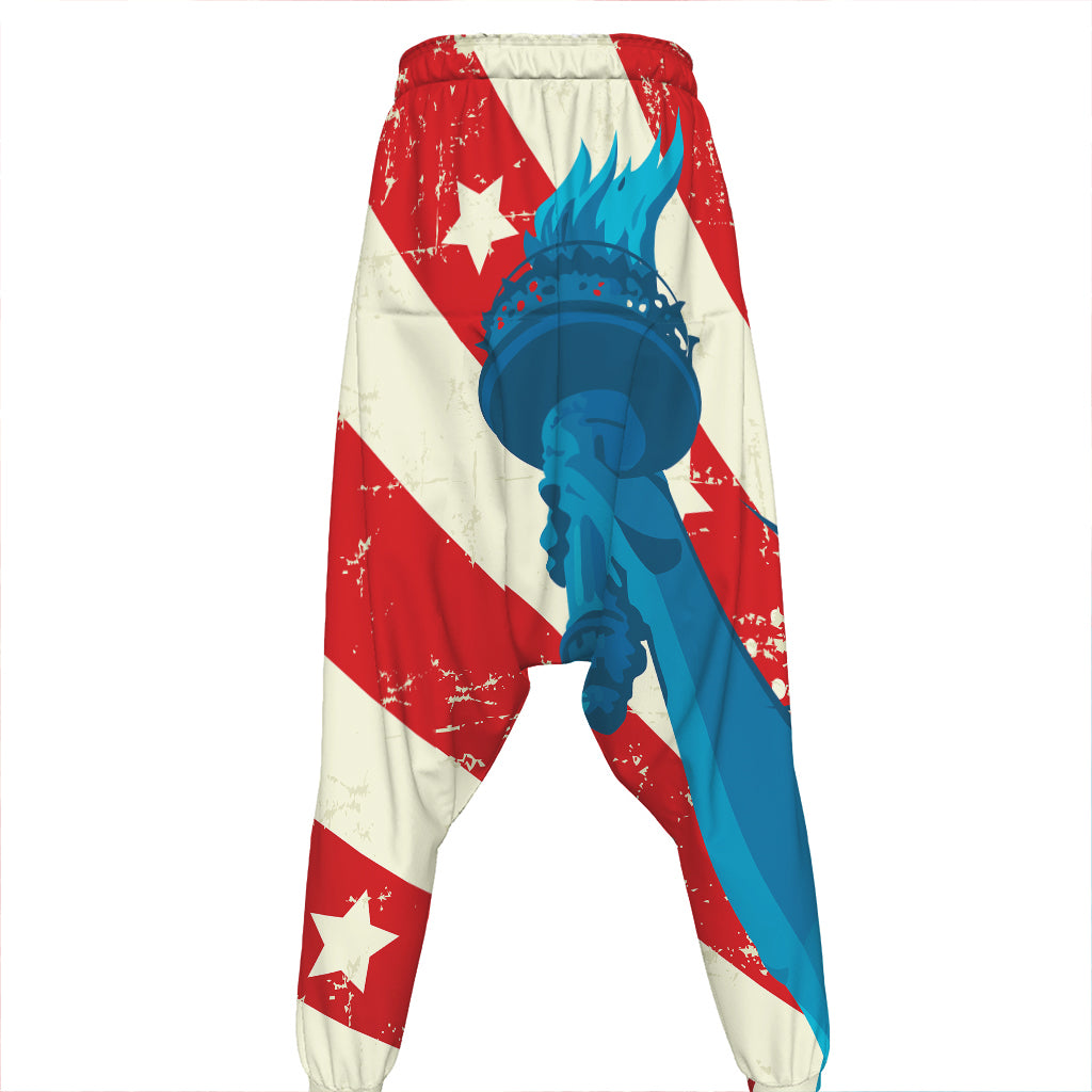 American Statue of Liberty Print Hammer Pants