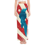 American Statue of Liberty Print High Slit Maxi Skirt