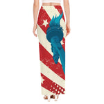 American Statue of Liberty Print High Slit Maxi Skirt