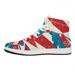 American Statue of Liberty Print High Top Leather Sneakers