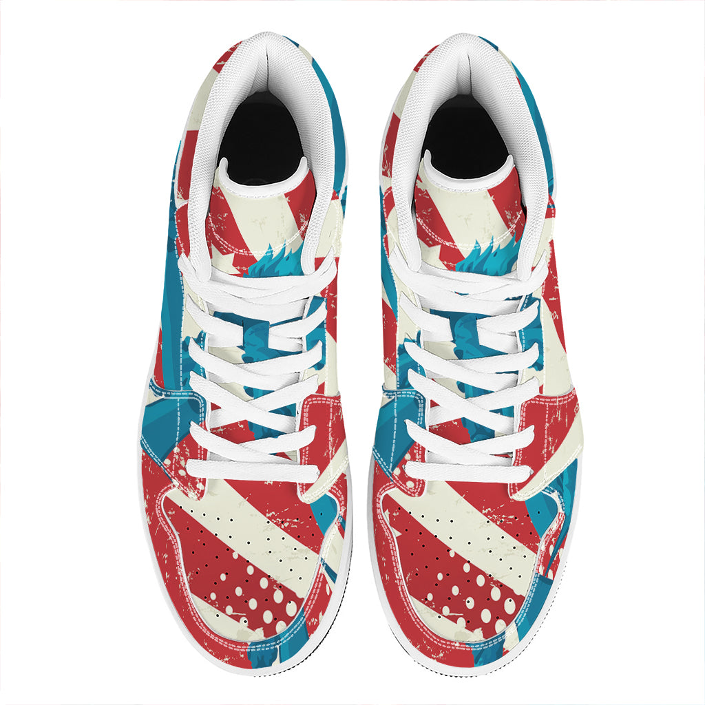 American Statue of Liberty Print High Top Leather Sneakers