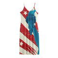 American Statue of Liberty Print Jersey Midi Cami Dress