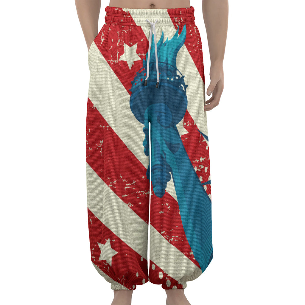 American Statue of Liberty Print Lantern Pants