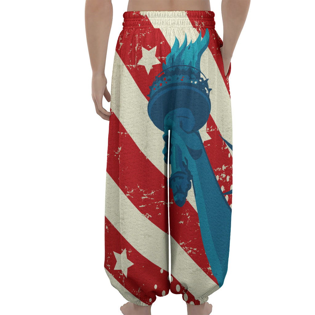 American Statue of Liberty Print Lantern Pants