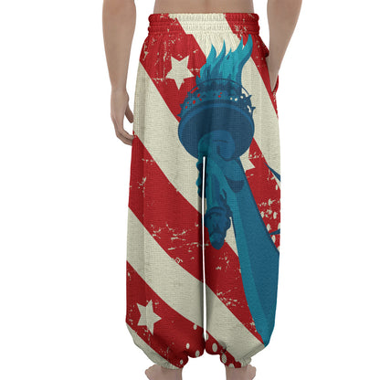 American Statue of Liberty Print Lantern Pants