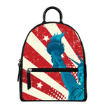 American Statue of Liberty Print Leather Backpack
