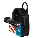 American Statue of Liberty Print Leather Backpack