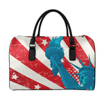 American Statue of Liberty Print Leather Duffle Bag