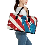 American Statue of Liberty Print Leather Duffle Bag