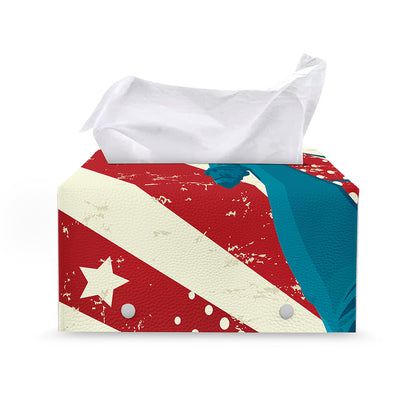 American Statue of Liberty Print Leather Tissue Box Cover