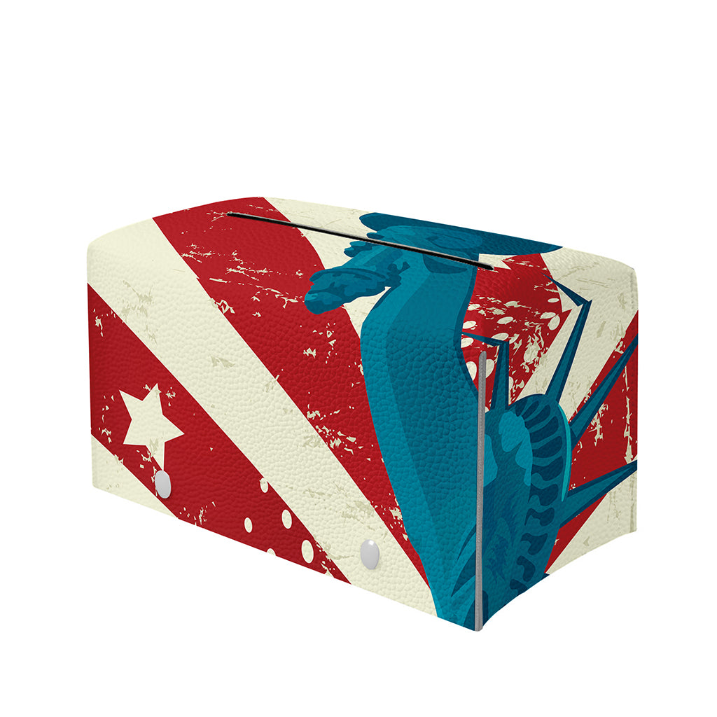 American Statue of Liberty Print Leather Tissue Box Cover