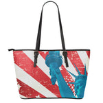 American Statue of Liberty Print Leather Tote Bag