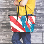 American Statue of Liberty Print Leather Tote Bag