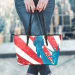 American Statue of Liberty Print Leather Tote Bag