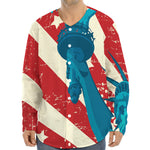 American Statue of Liberty Print Long Sleeve Baseball Jersey