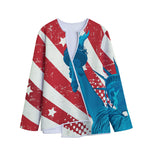 American Statue of Liberty Print Long Sleeve Short Coat
