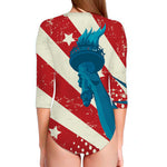 American Statue of Liberty Print Long Sleeve Swimsuit