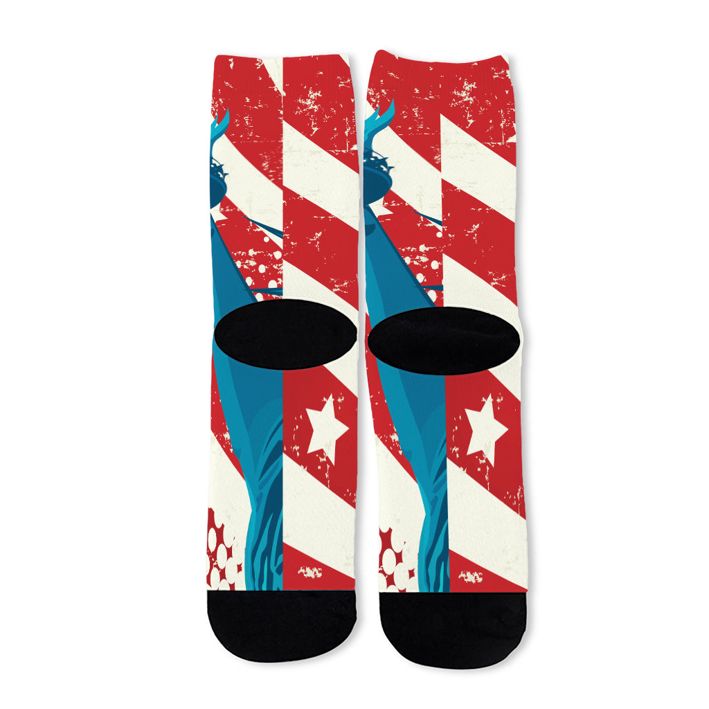 American Statue of Liberty Print Long Socks