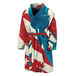 American Statue of Liberty Print Men's Bathrobe