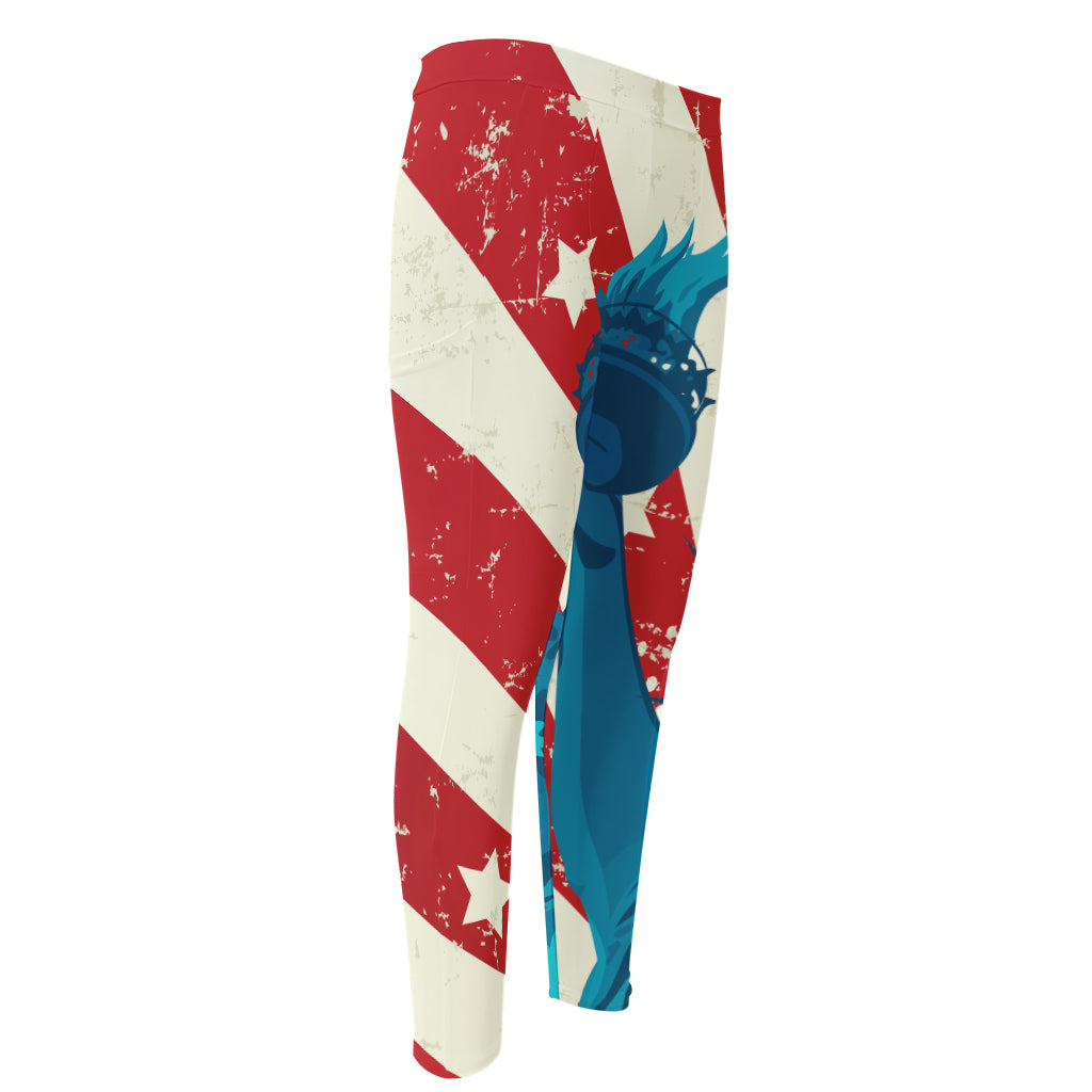 American Statue of Liberty Print Men's Compression Pants