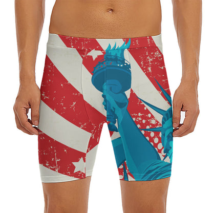 American Statue of Liberty Print Men's Long Boxer Briefs