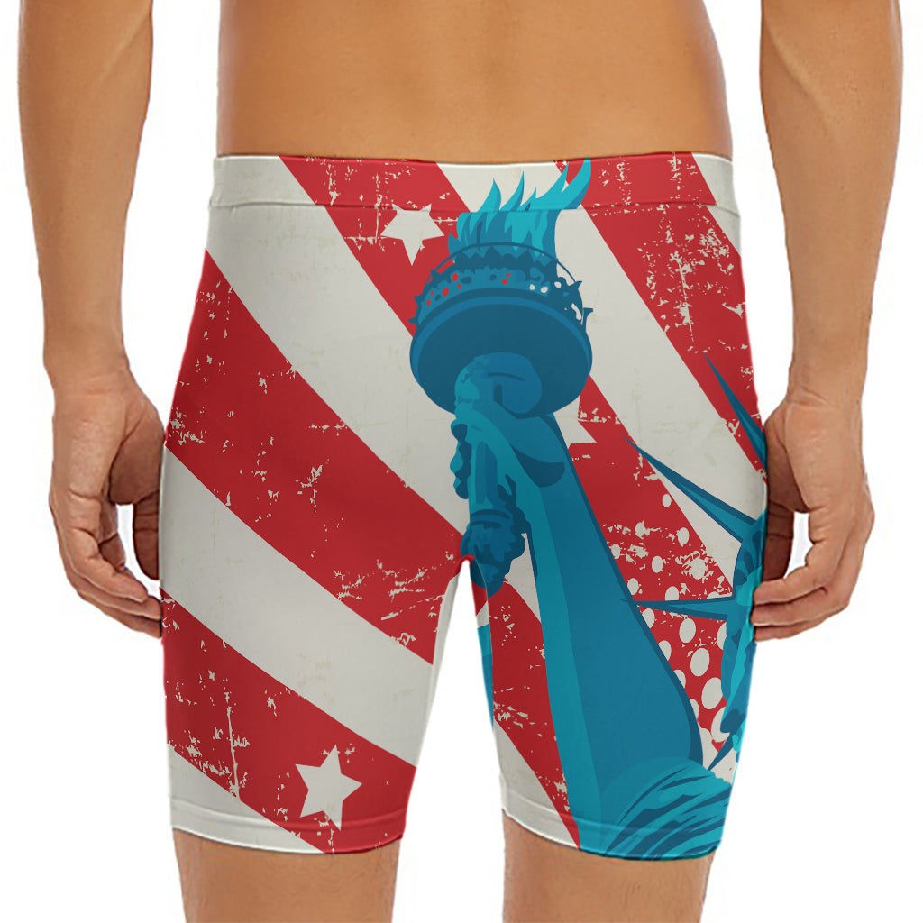 American Statue of Liberty Print Men's Long Boxer Briefs