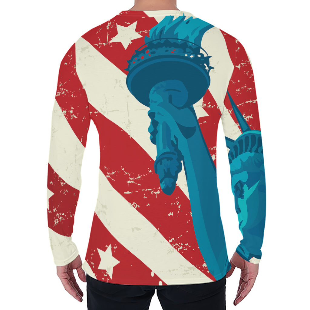 American Statue of Liberty Print Men's Long Sleeve T-Shirt